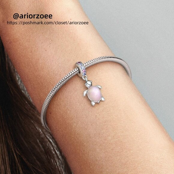 Pandora Murano Glass Pink Sea Turtle Dangle Charm - Picture 5 of 6